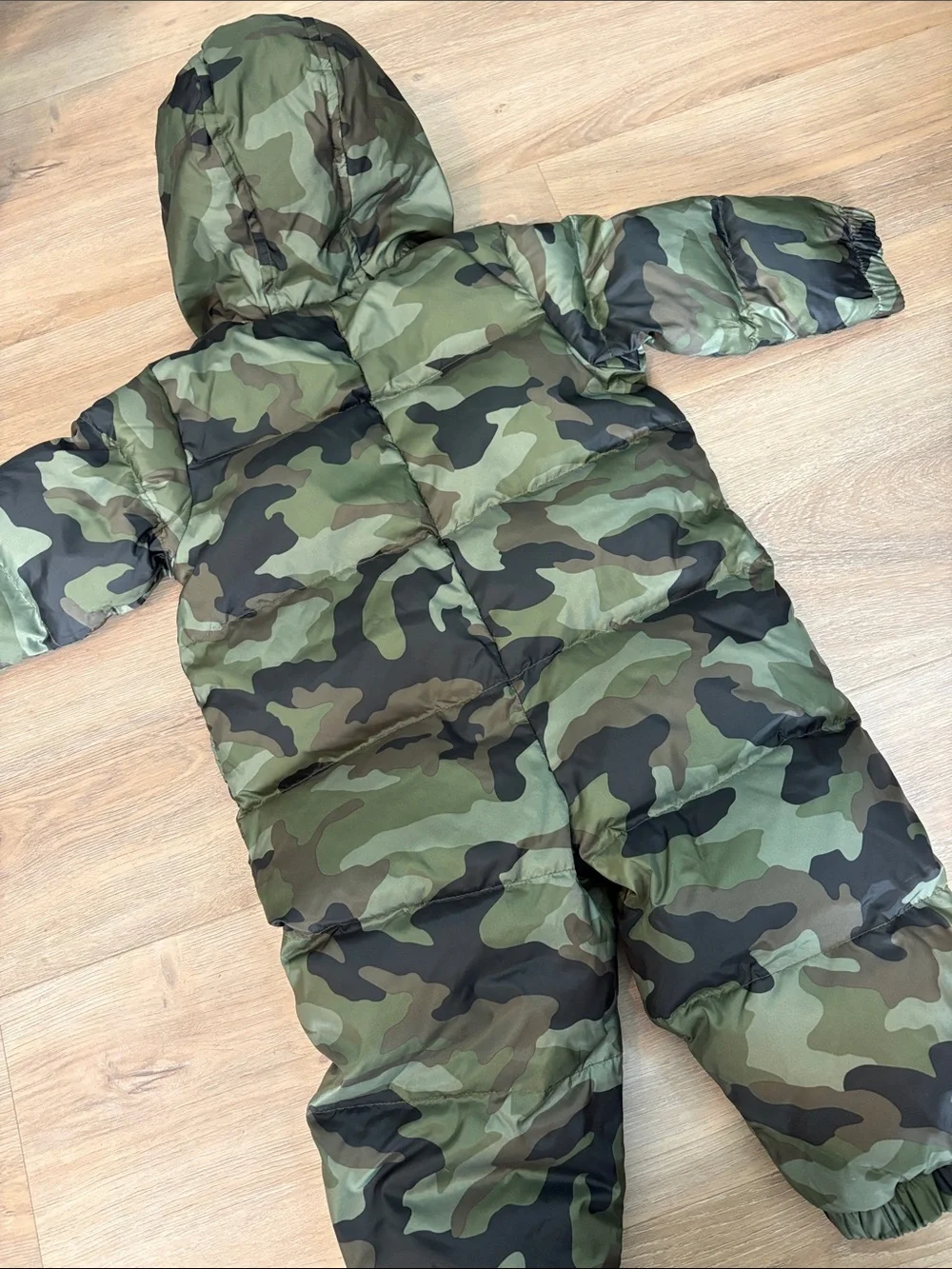 GAP BabyGap Camo Quilted Green Brown Hooded Snowsuit